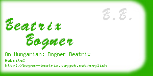 beatrix bogner business card